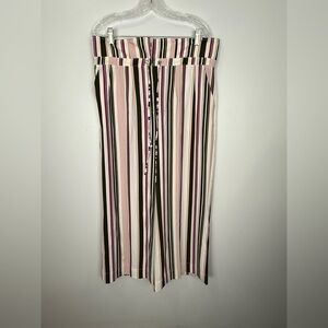 7th Avenue New York & Company Striped Jumpsuit in Olive, Mauve & White
